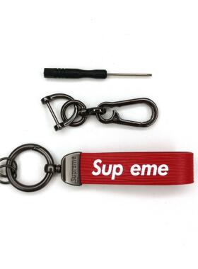 Sup eme Block Keychain Leather皮质Logo汽车钥匙扣潮流挂件挂饰