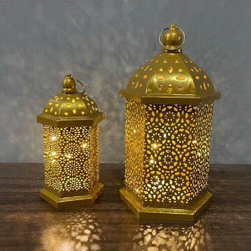Hollow Metal Lanterns Night Light Small Lantern Vintage