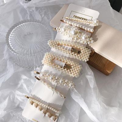 1Set Handmade Pearls Hair Clips Pin for Women Fashion Geomet
