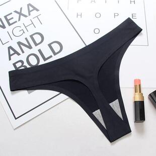 女士冰丝无痕一片式内裤低腰丁字printing G-string tbacks thong
