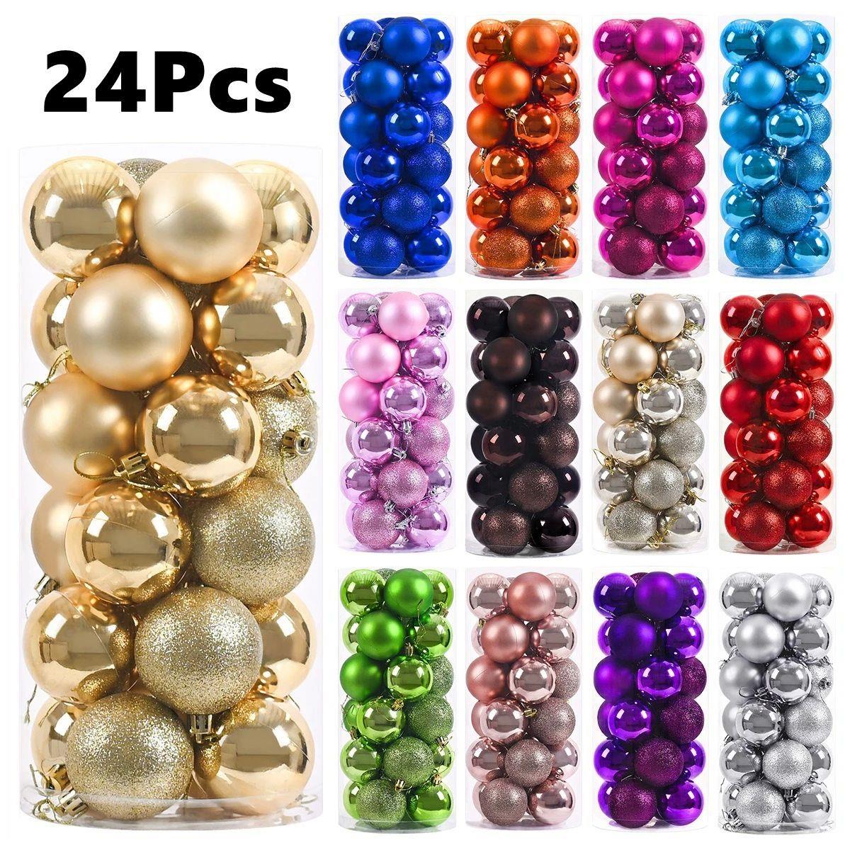 24Pcs Christmas Balls 4/6CM Big Ball Christmas Tree Pendant