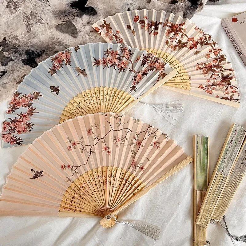 Ancient Style Hand Fan Foral Printing Folding Fan for Women
