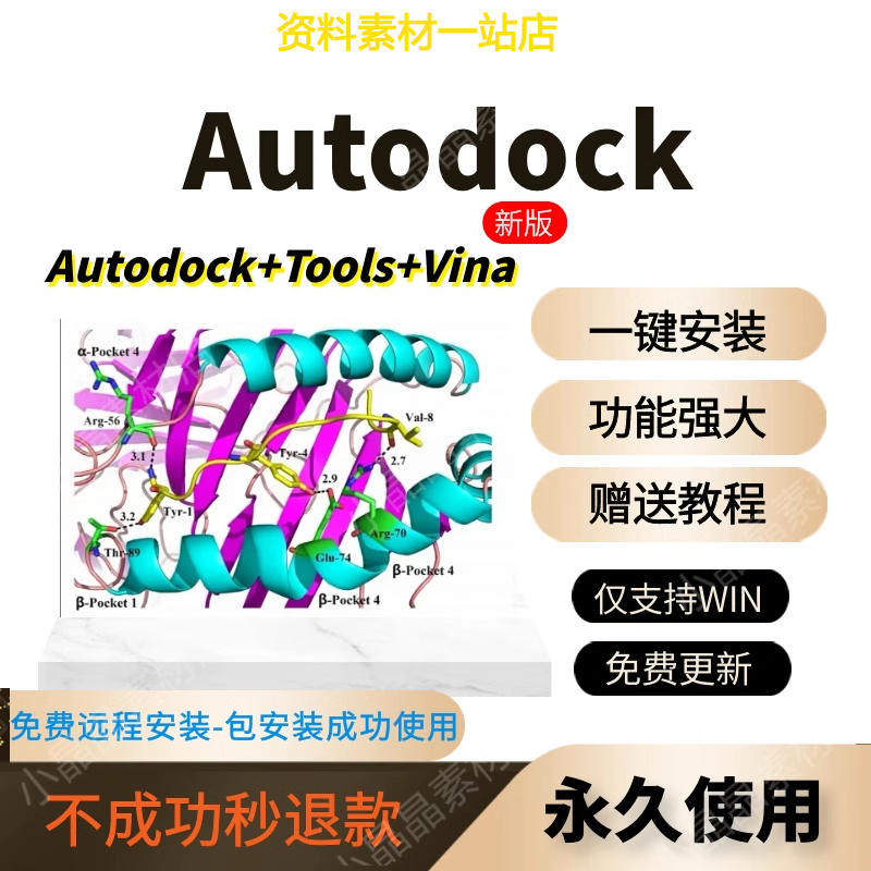 Autodock软件远程安装 分子模拟对接药物设计化合物优化支持win