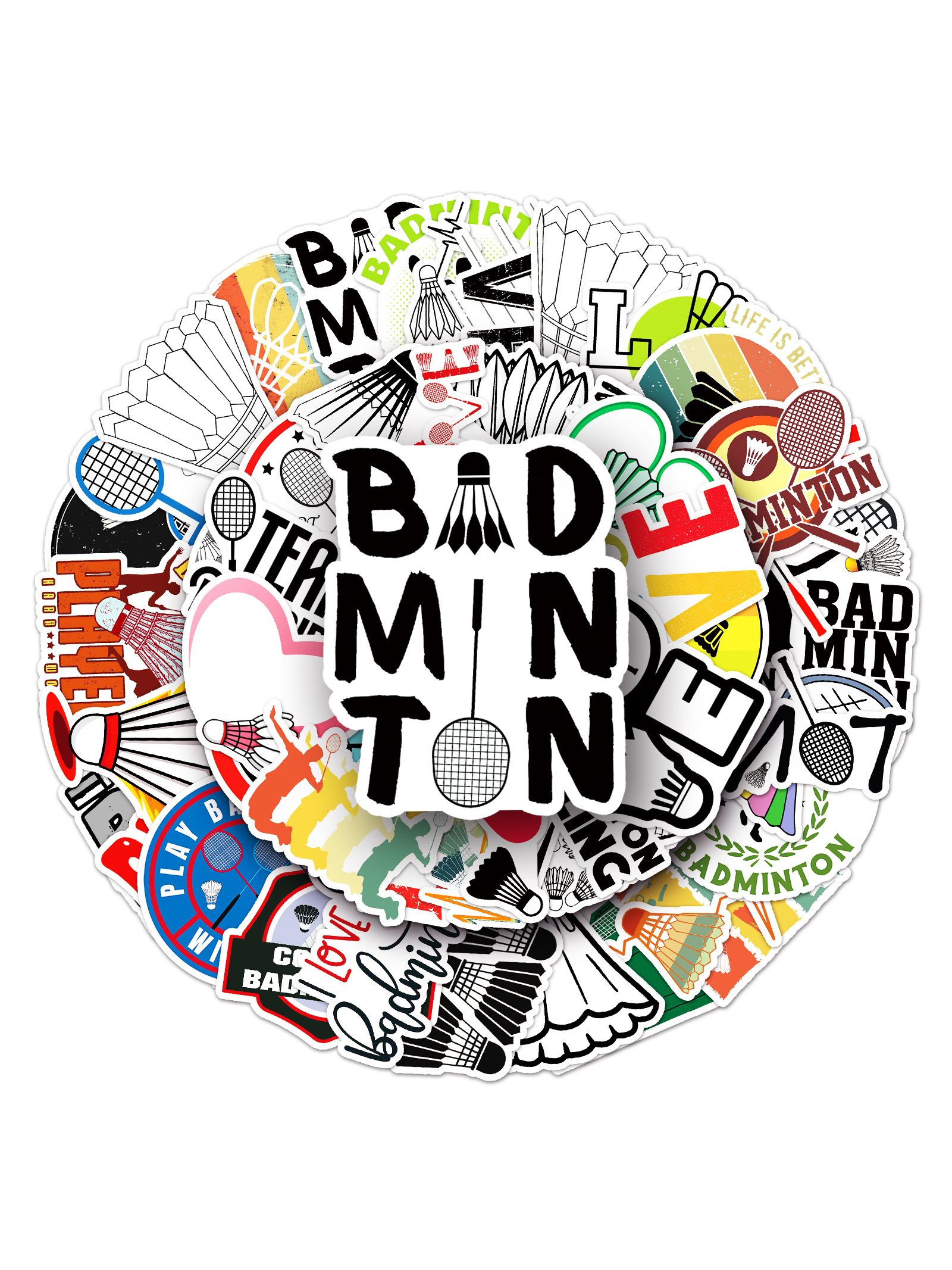 50张羽毛球运动行李箱贴纸创意防水旅行箱笔记本滑板电脑装饰贴纸