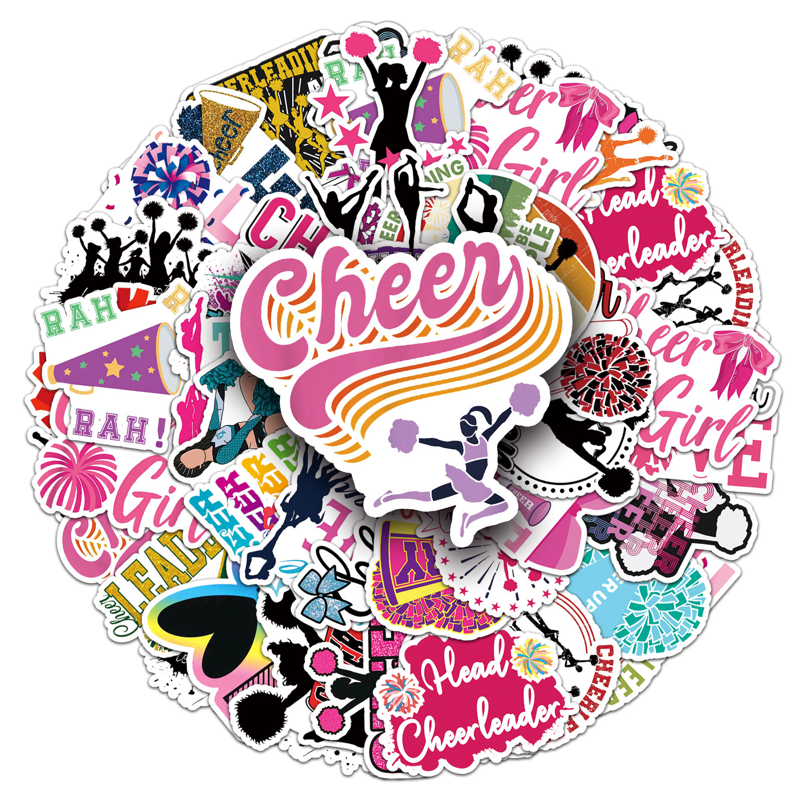 50张啦啦队卡通少女心可爱创意涂鸦装饰行李箱笔记本电脑手机贴纸