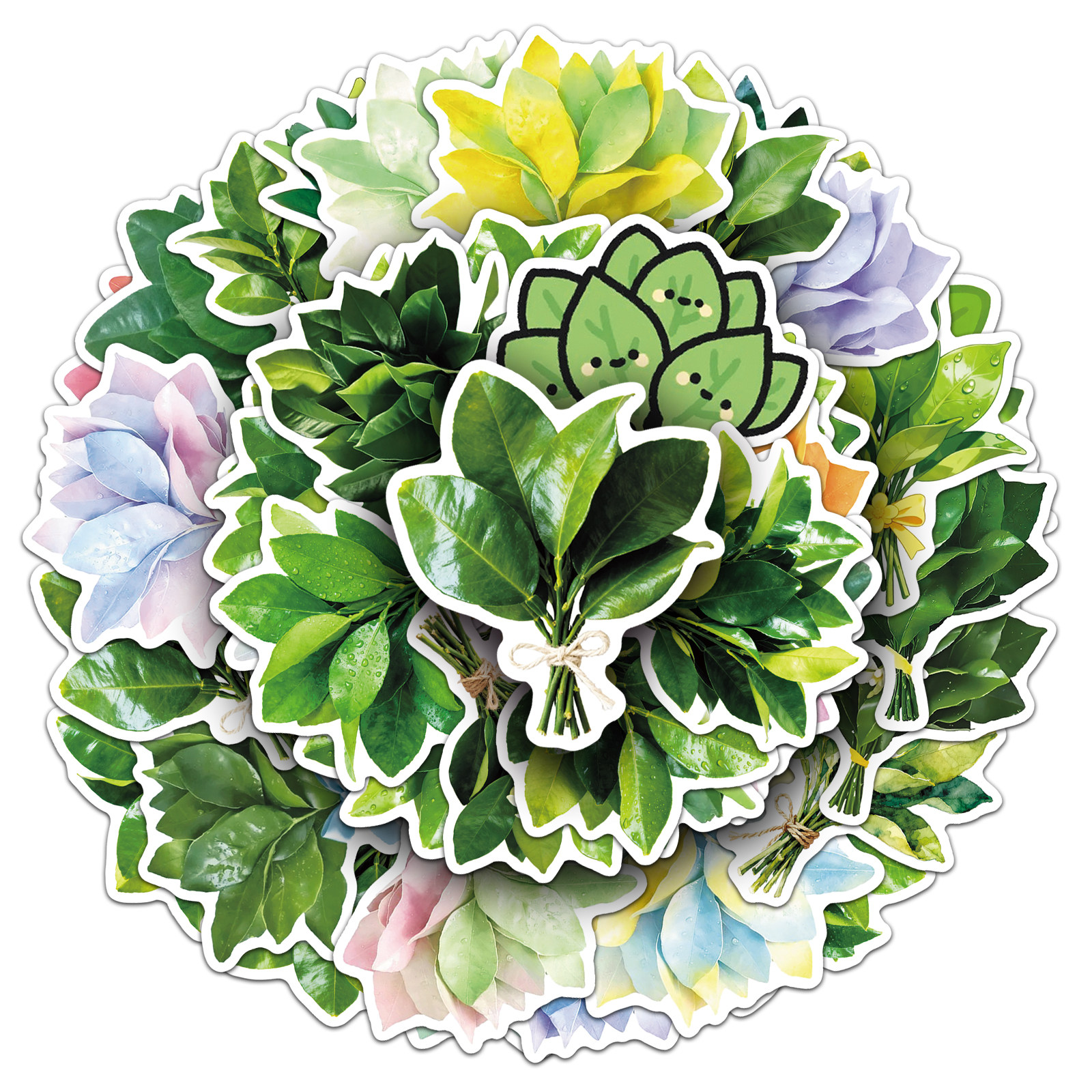 50张可爱柚子叶贴纸去晦气添好运树叶片装饰防水手账冰箱汽车贴纸,文具电教/文化用品/商务用品,贴纸/立体贴纸,淘宝优惠券,粉丝福利购,淘宝优惠卷