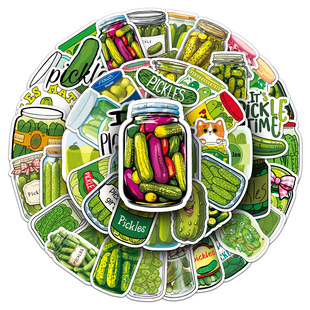 50张酸黄瓜卡通贴纸Pickle泡菜创意装饰文具平板耳机防水DIY贴纸