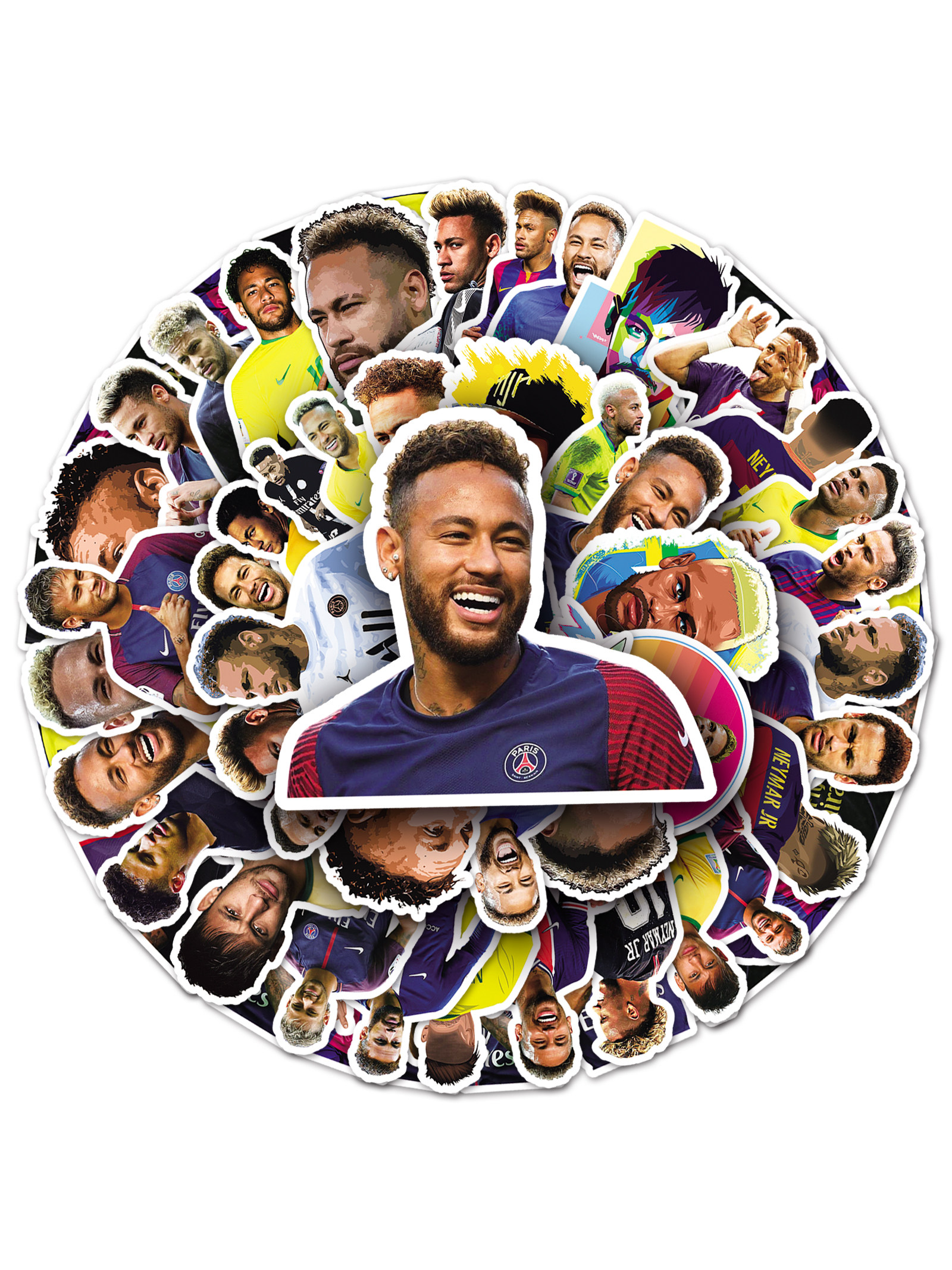 50张内马尔球星创意卡通贴纸行李箱滑板车汽车摩托车吉他防水贴纸