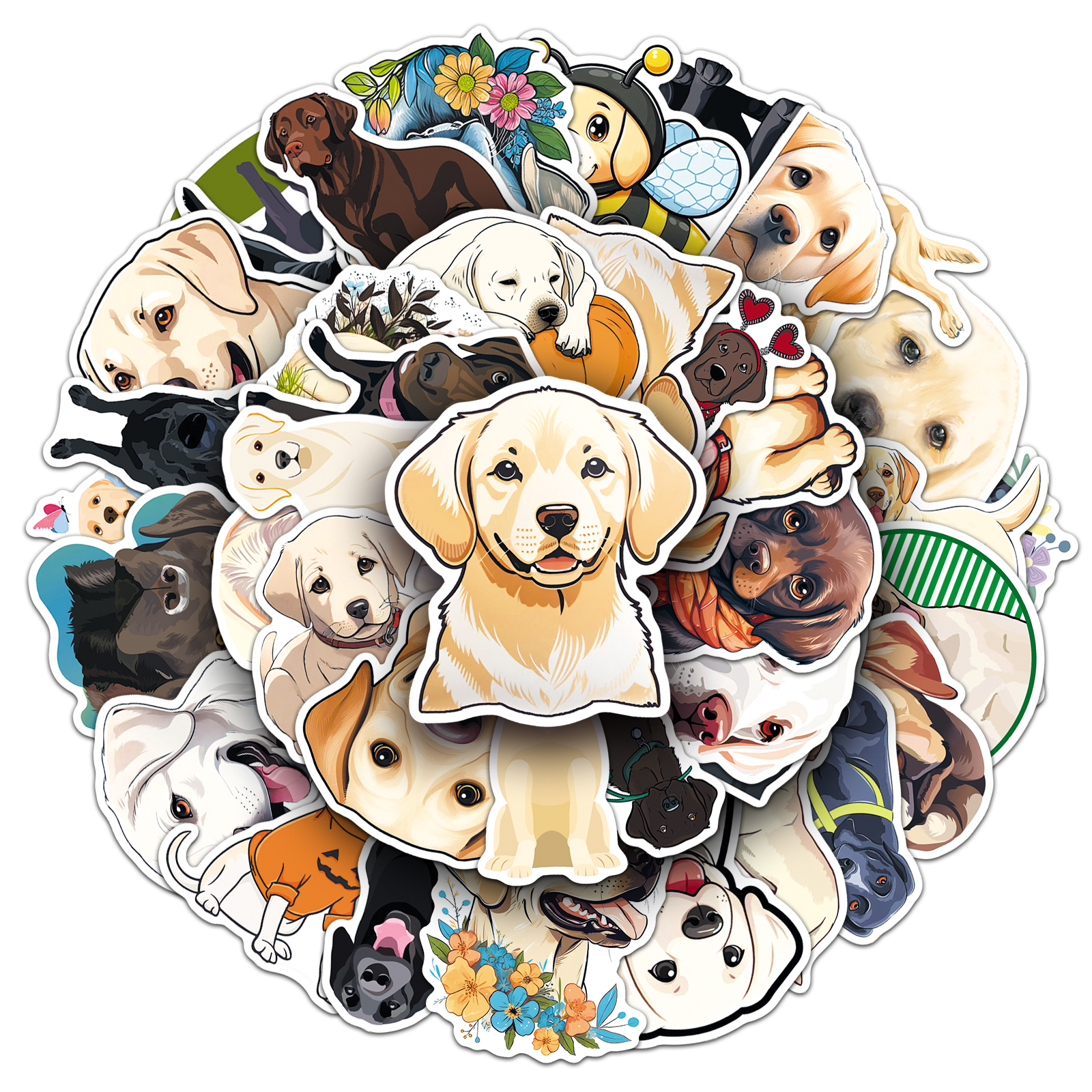 50张拉布拉多猎犬贴纸可爱小狗萌宠动物防水装饰平板手账汽车贴纸