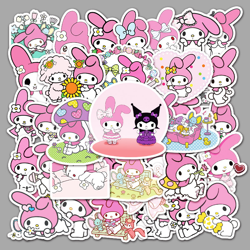 50张卡通动画兔子美乐蒂儿童个性贴纸笔记本冰箱汽车速卖通贴纸