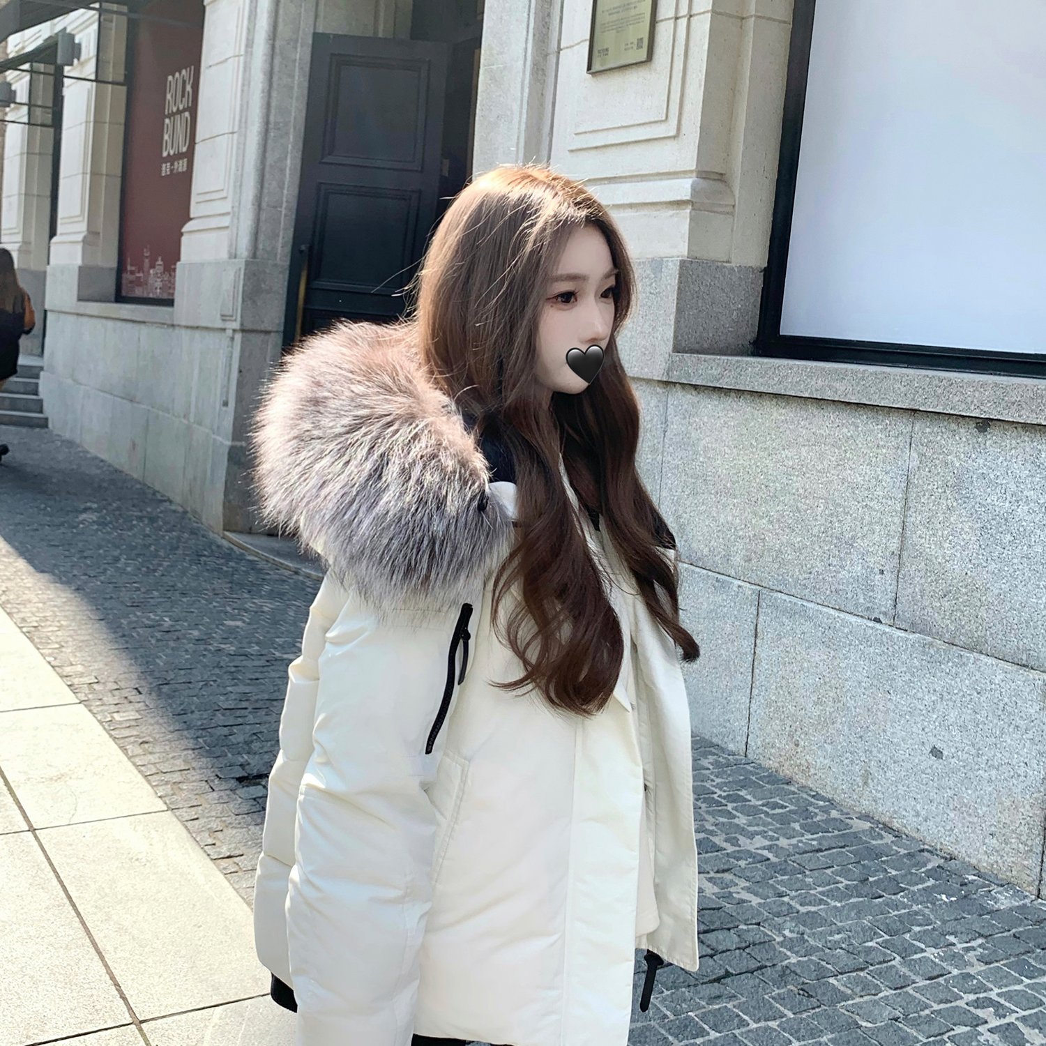 COOLLINE林子熙重工chao大毛领短款白色羽绒棉衣棉服女保暖外套冬