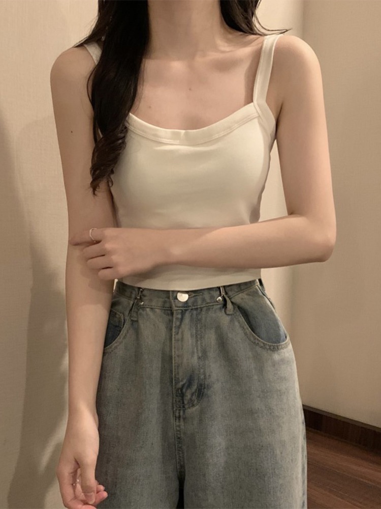 工字白色小吊带背心女夏季