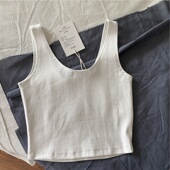 白色运动背心女夏外穿内搭设计感小众小吊带高腰露脐短款 上衣 无袖