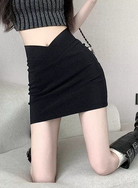 美式v型高腰半身裙女夏季2026新款黑色辣妹包臀裙子修身a字短裙裤