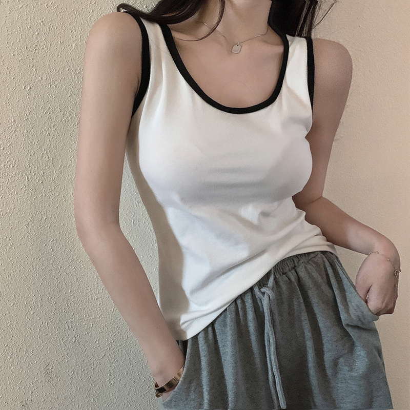 网红吊带设计感小众运动拼色背心