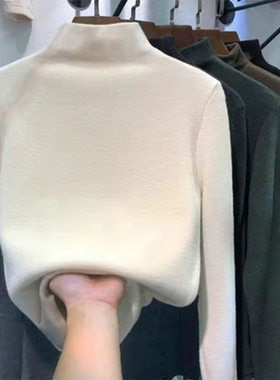 加绒加厚时髦长袖秋冬打底衫