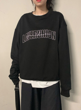 ins超火卫衣女春秋韩版waitmore薄款外套潮慵懒风bf宽松洋气上衣