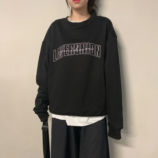 ins超火卫衣女春秋韩版waitmore薄款外套潮慵懒风bf宽松洋气上衣