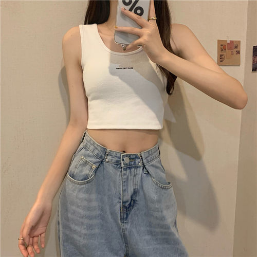 吊带设计感小众外穿甜辣无袖黑色小背心女夏内搭打底短款运动上衣