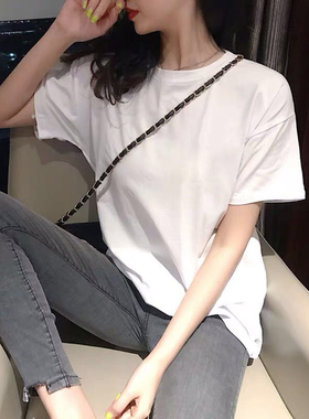 白色T恤女短袖2026新款夏宽松纯黑色体恤纯棉上衣半袖短款超火cec