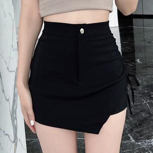 设计感弹力短裤女秋冬新款不规则抽绳半身裙辣妹高腰显瘦包臀裤裙