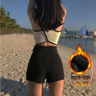 黑色短裤春秋季高腰热裤女外穿紧身弹力性感修身加绒打底裤潮冬款
