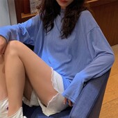 网红ins白色长袖 chic上衣夏 宽松防晒衣宽松衫 T恤女夏季 2026年新款