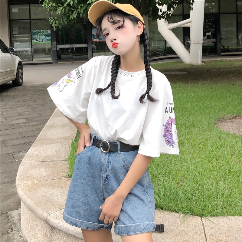 ins短袖t恤女宽松学生韩版怪味原宿bf独角兽百搭丧系mschf上衣服在类目 服饰配件/皮带/帽子/围巾, 防晒袖套中 - 来自Buy2taobao.com提供专业的淘宝代购服务