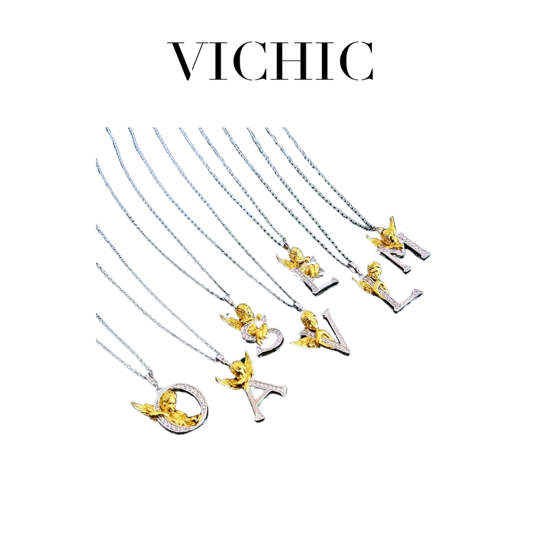 VICHIC天使字母项链时尚英文锁骨链情人节吊坠新品原创设计
