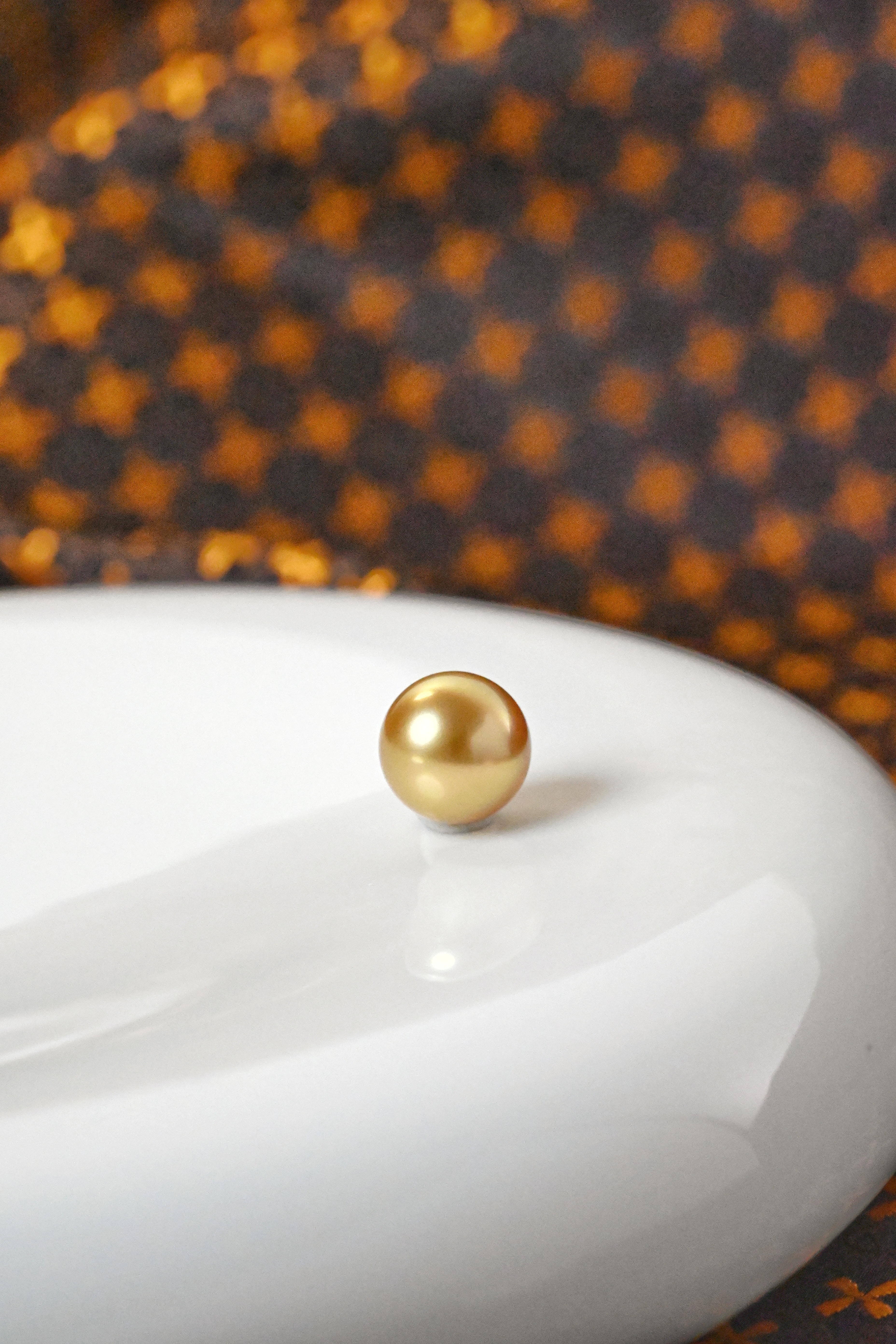 南洋浓茶金金珠正圆11.8mm感动点位彩虹光宝石光定制吊坠戒指珍珠