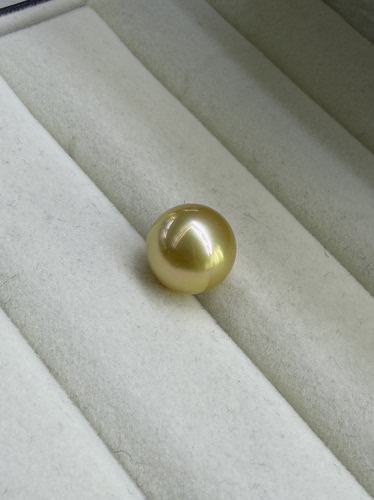 正茶金南洋金珠12.2mm正圆可定制单珠戒指吊坠项链天然海水金珍珠