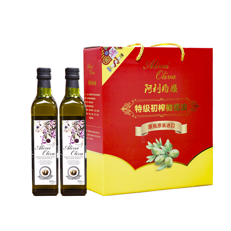 阿利维娅特级初榨橄榄油西班牙原装进口压榨煎牛排食用油礼盒装