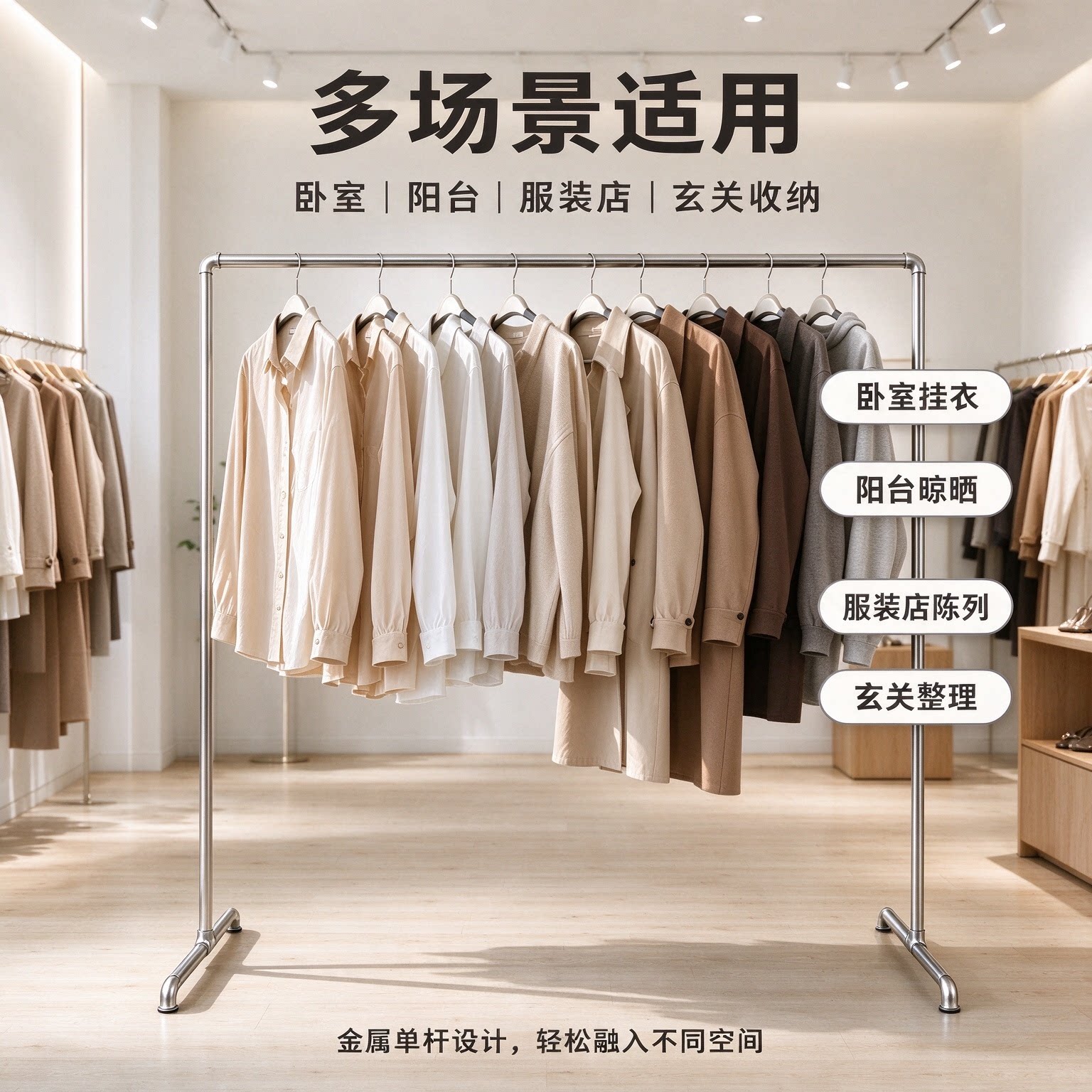 服装架展示架地摊落地阳台晾晒被货架挂衣服架子单杆架水管晾衣架