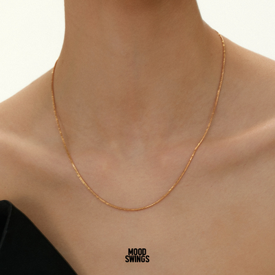 情绪波动925纯银金色蛇骨链项链