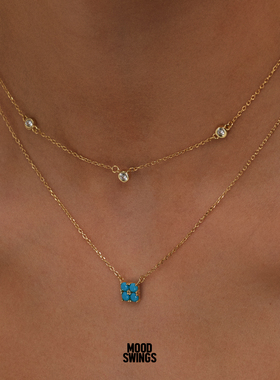 情绪波动925银镀金锆石锁骨链