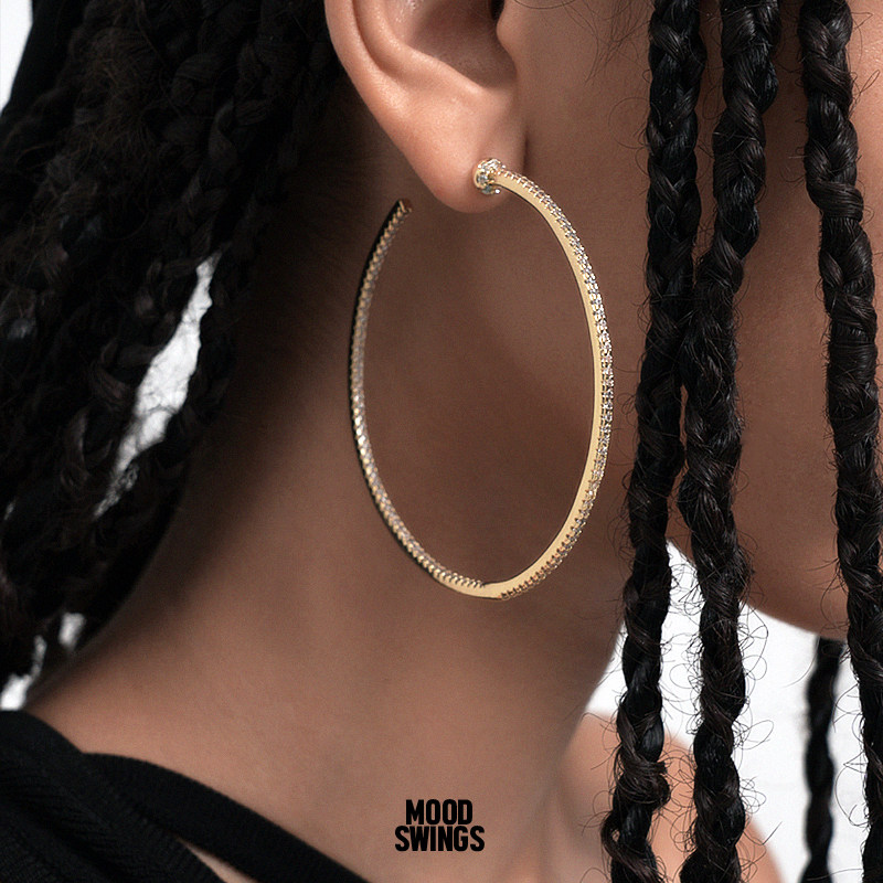 ms情绪波动 小众 镀金欧美夸张满钻大耳环女嘻哈辣妹耳圈