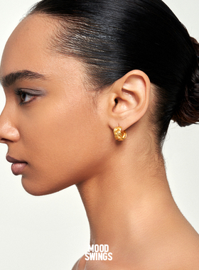 MOOD SWINGS情绪波动 简约个性百搭法式气质编织纯银耳环大C耳圈