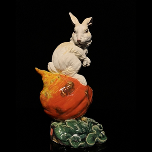 石湾公仔陶瓷兔子摆件家居装饰客厅新中式小白兔摆设兔年春节送礼