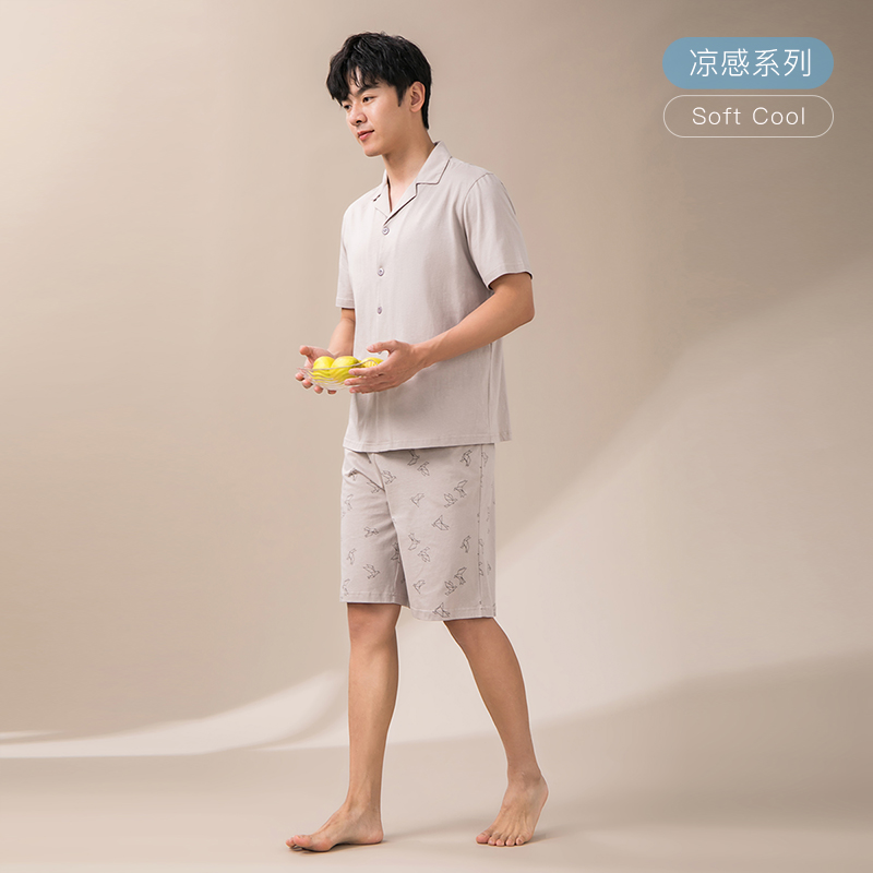 康妮雅男士纯棉睡衣短袖短裤
