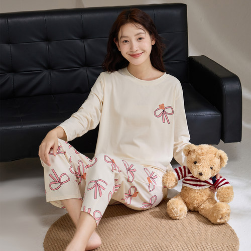 睡衣女春秋款纯棉长袖长裤家居服