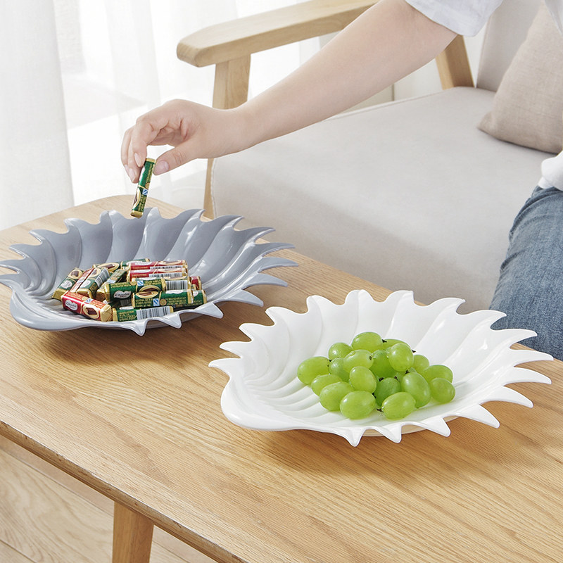 创意贝壳造型干果盘 北欧简约家用客厅塑料零食盘瓜子果篮