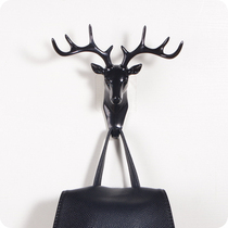 Creative deer head shape wall hook American three-dimensional living room bedroom coat hook without trace hook