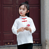 儿童汉服女童唐装 宝宝复古服装 上衣中式 薄款 立领童装 纯棉春秋长袖