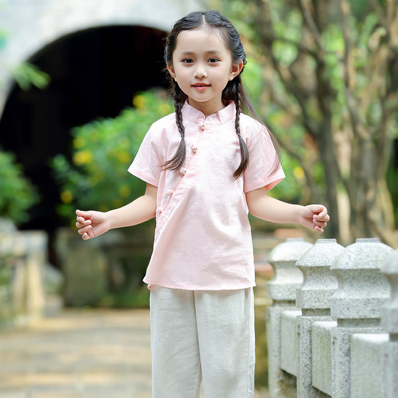 竹节棉女童汉服夏天上衣中式洋气图片