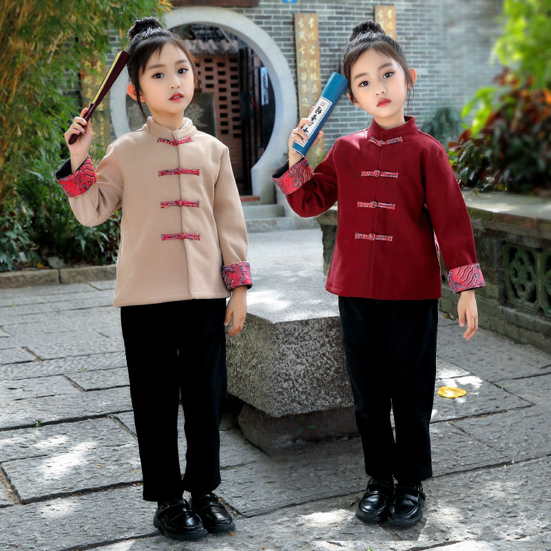 唐装洋气女童加绒衣服宝宝拜年