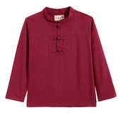 新中式 薄款 唐装 宝宝长袖 棉麻儿童汉服男童女童中国风童装 春秋新款