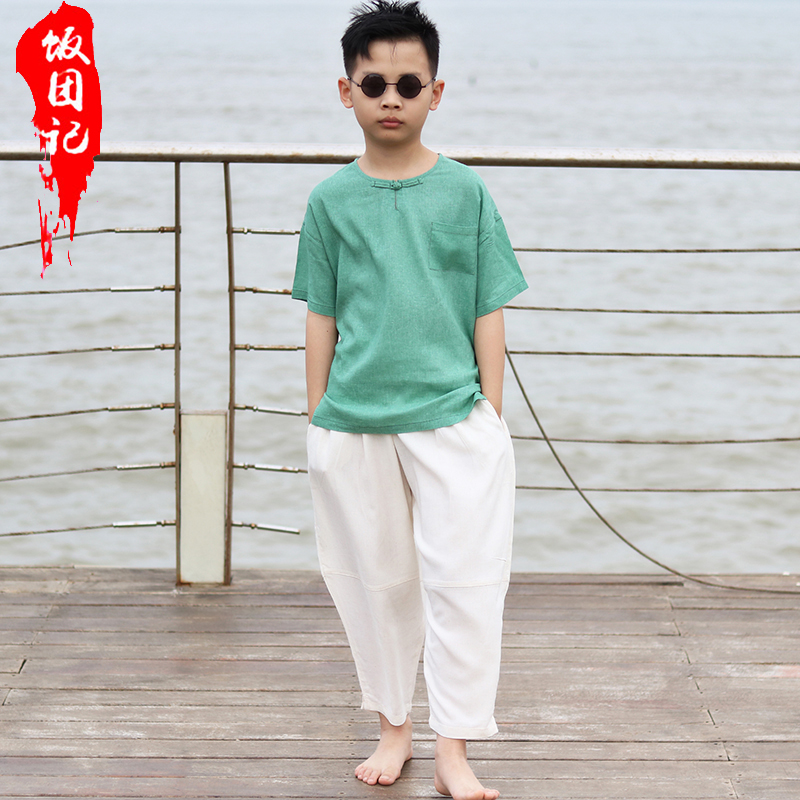 中国风儿童轻薄汉服短袖男童夏季