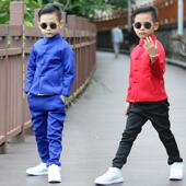 中式 南韩丝冬季 小孩汉服中国风新年装 男童套装 拜年服 加绒儿童唐装