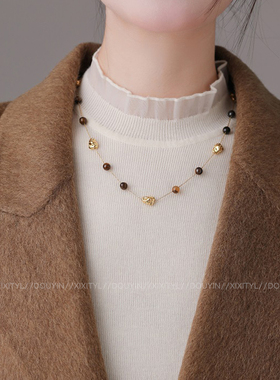 美拉德虎眼石项链女款复古