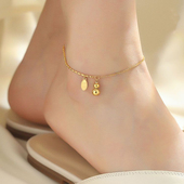 钛钢不掉色招财葫芦脚链女2024新款 夏季 百搭脚踝链性感足链饰品潮